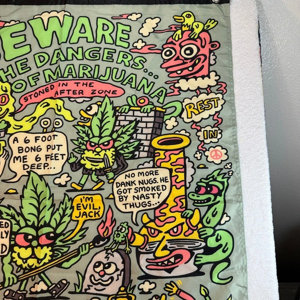 Killer Acid Beware The Dangers of Marijuana Wall Tapestry Banner Psychedelic Art
